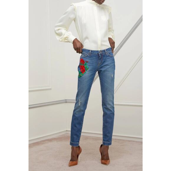 NWT Dolce & Gabbana Floral Applique Skinny Jeans  IT 40 S - Picture 8 of 8